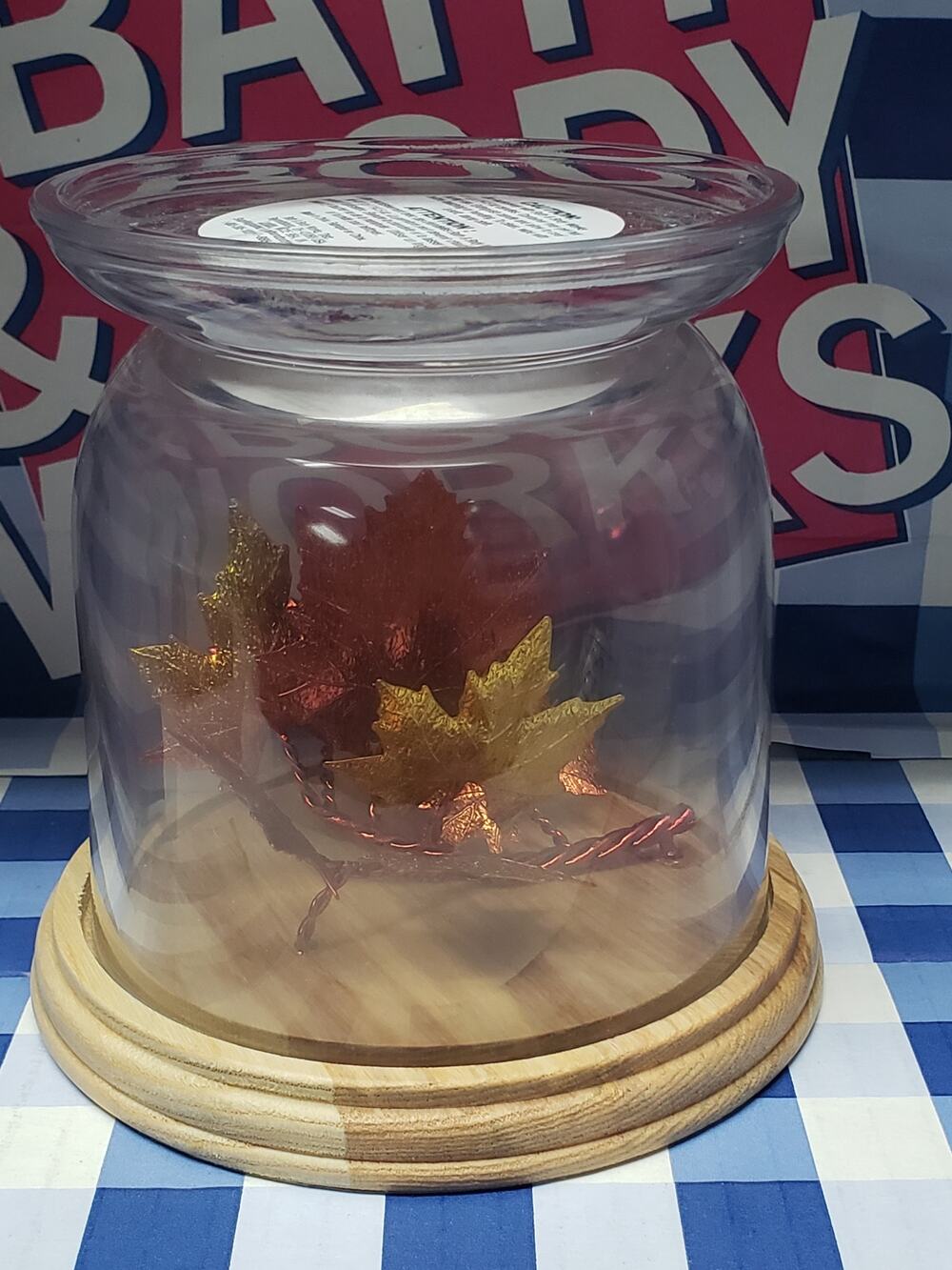 BBW Foil Fall Leaves Cloche Large 3 Wick Candle Holder / Pedestal Home Decor